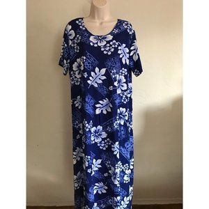 Vintage Blue and White Hawaiian Dress